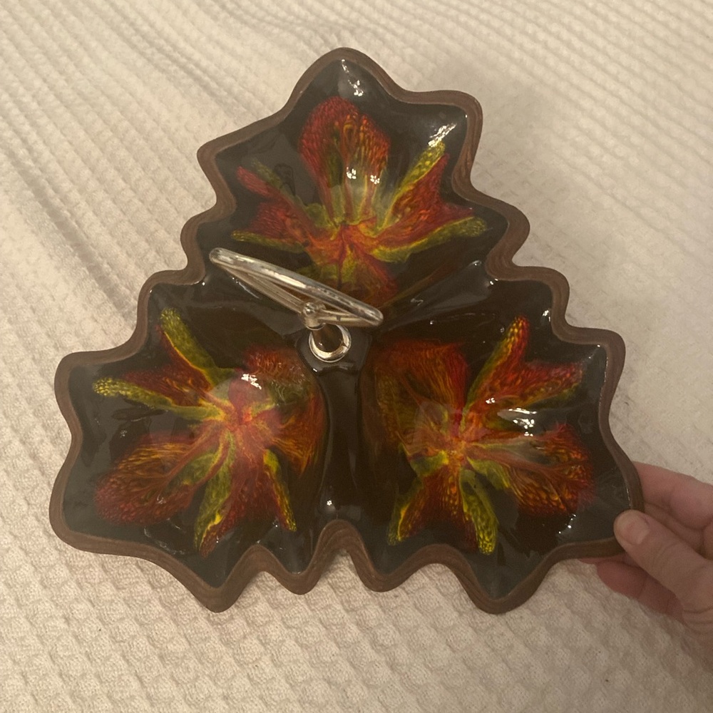 Vintage USA Pottery Divided Candy Dish With Handle